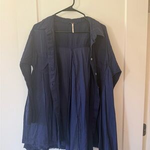 NWOT Free People Navy Blue Button-Up Shirt Dress